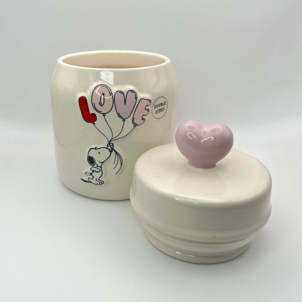 Snoopy Valentine treat jar by Rae Dunn | Small Cookie jar | Made with Love